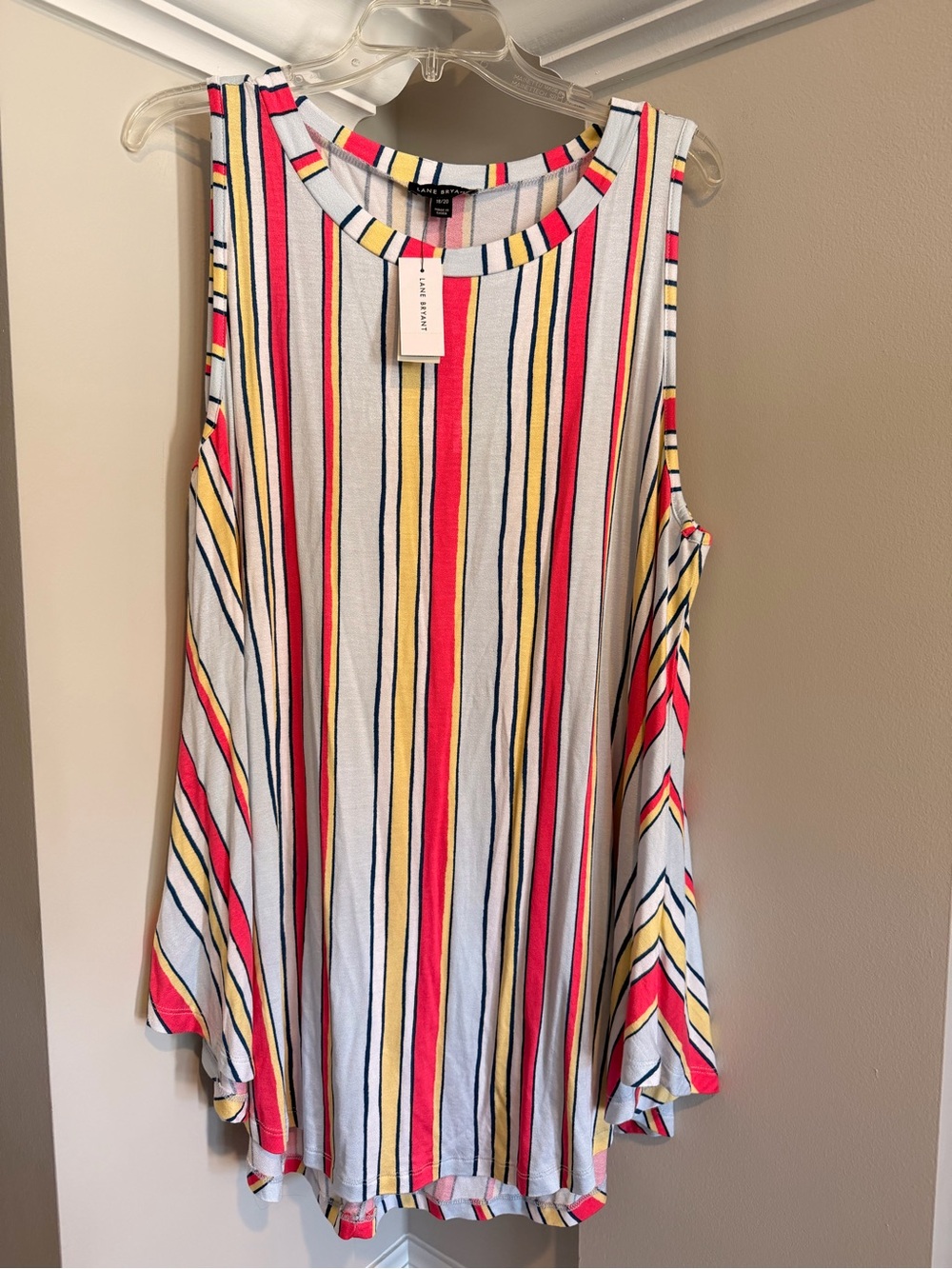 NWT Lane Bryant White Multicolor Vertical Stripe Swing Tank Size 18/20